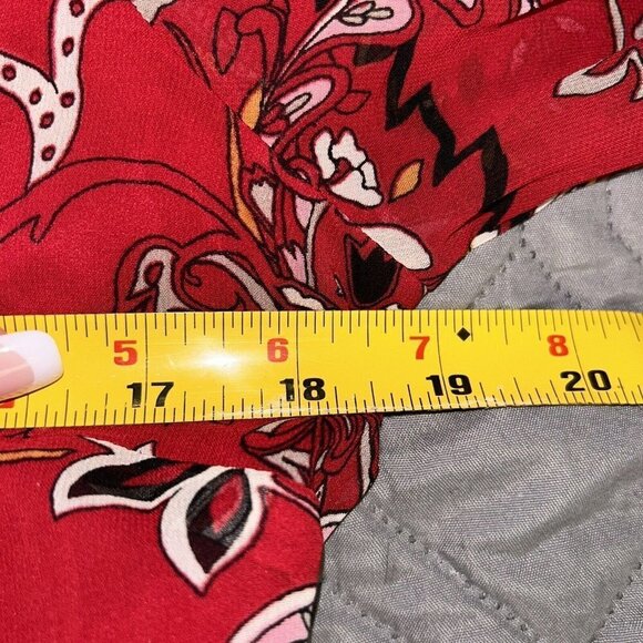 Charlotte Russe Red Floral Boho Long Sleeved Button V-Neck Babydoll Dress Medium - Picture 10 of 10